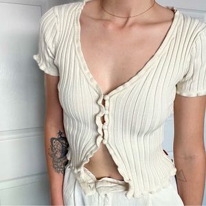 UNIF Buttoned Knit Short Sleeve Y2K Cardigan